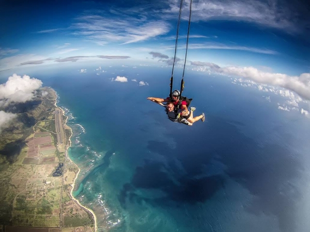 Parachuting over the sea